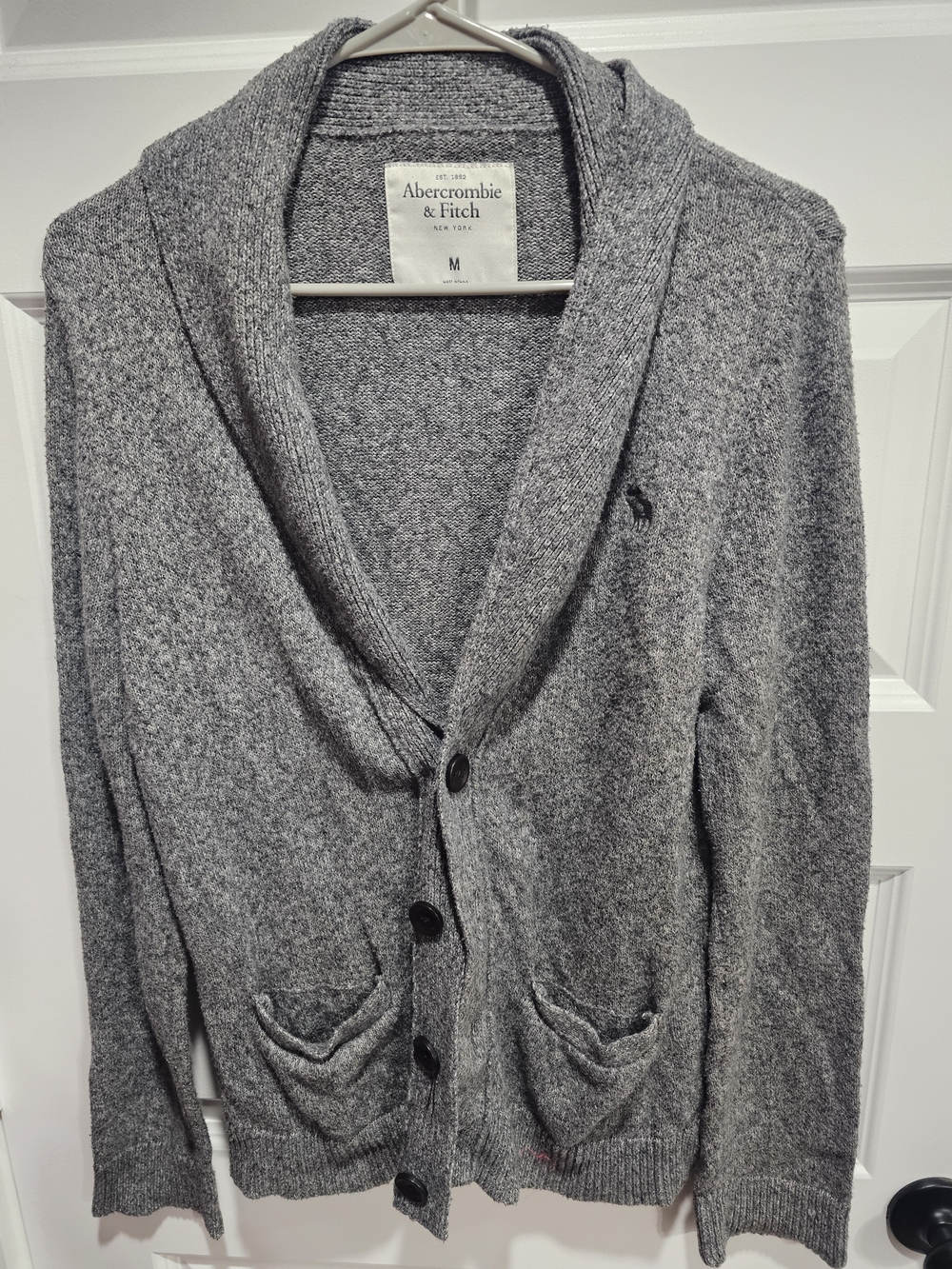 Abercrombie & Fitch Men's Gray Shawl Collar Cardigan Sweater